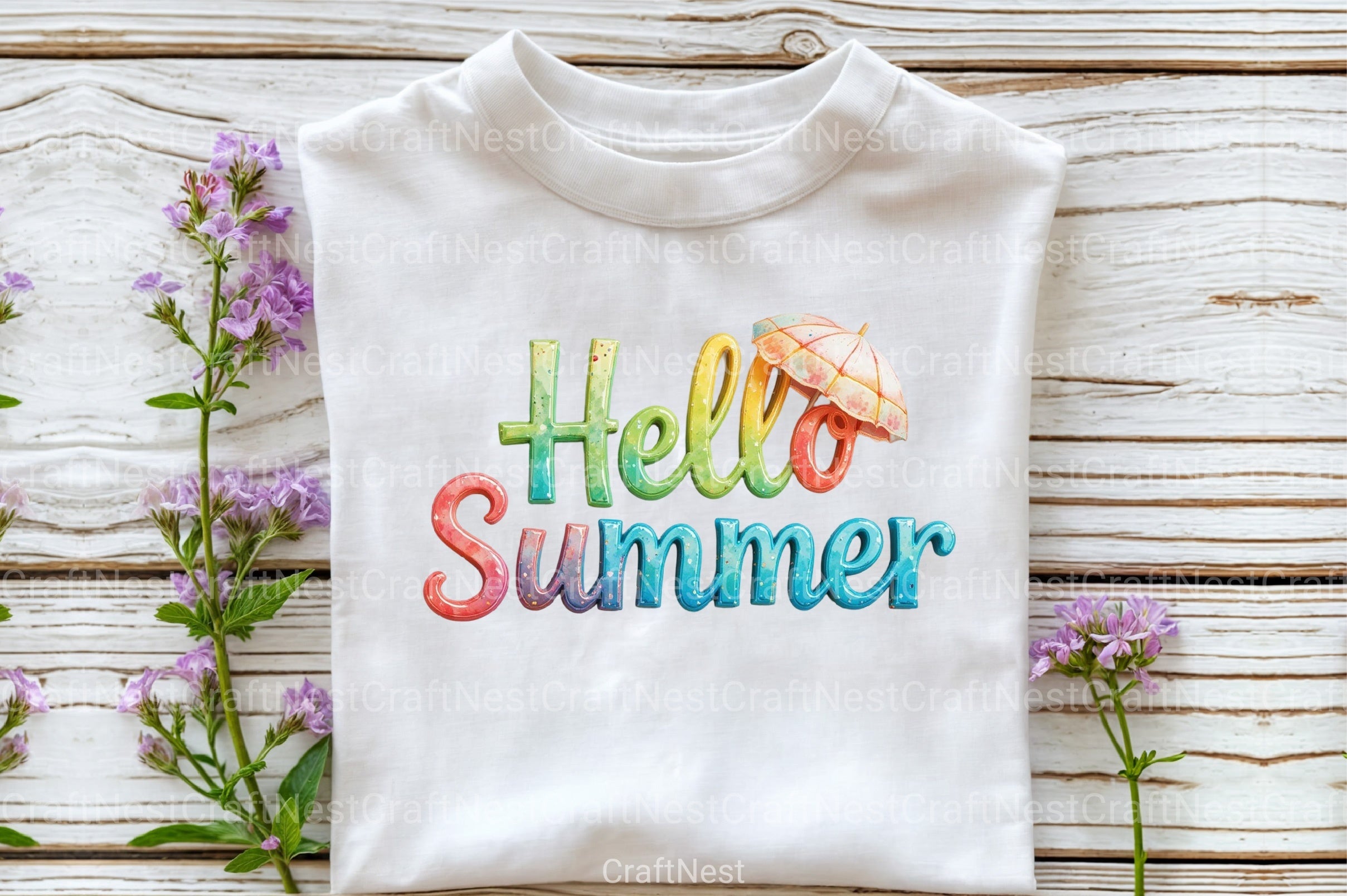 Watercolor Hello Summer Clipart Bundle 2 - CraftNest - Digital Crafting and Art