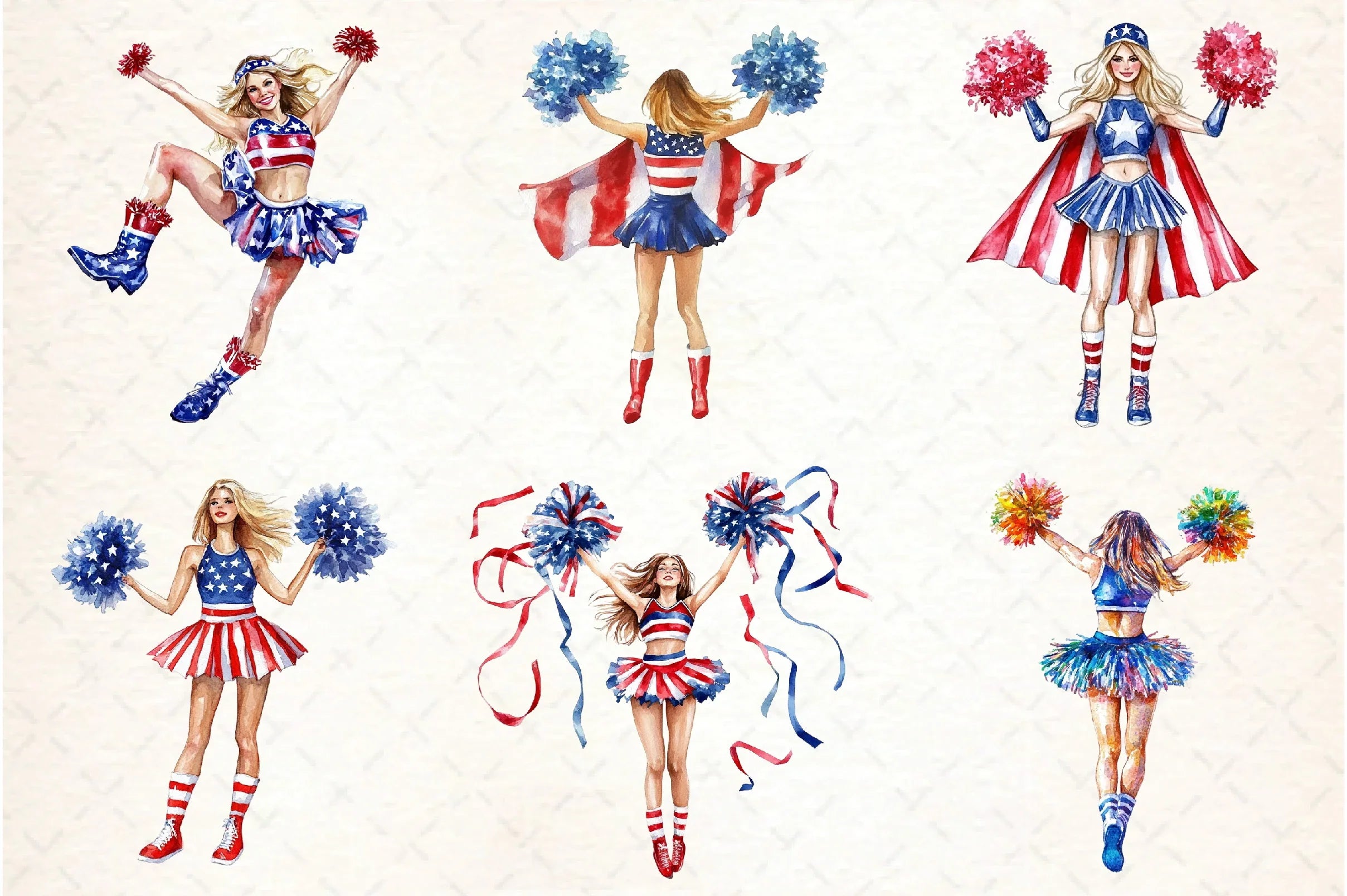 Cheerleader 4th of July Clipart Bundle - CraftNest - Digital Crafting and Art