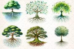 Green Tree with Roots Clipart Bundle - CraftNest - Digital Crafting and Art