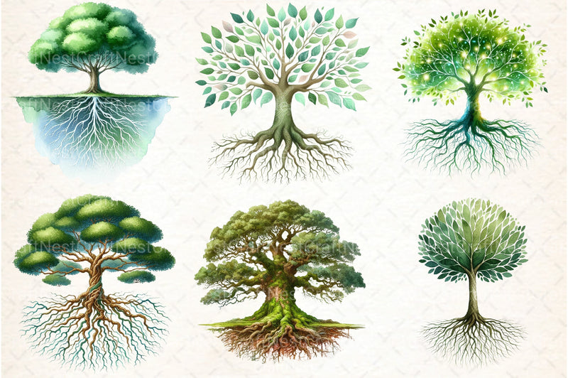 Green Tree with Roots Clipart Bundle - CraftNest - Digital Crafting and Art