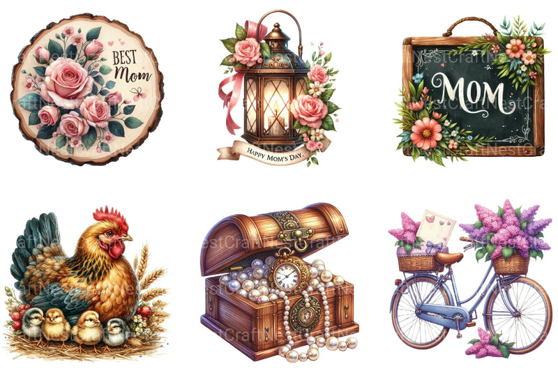 Rustic Mothers Day Clipart - CraftNest - Digital Crafting and Art