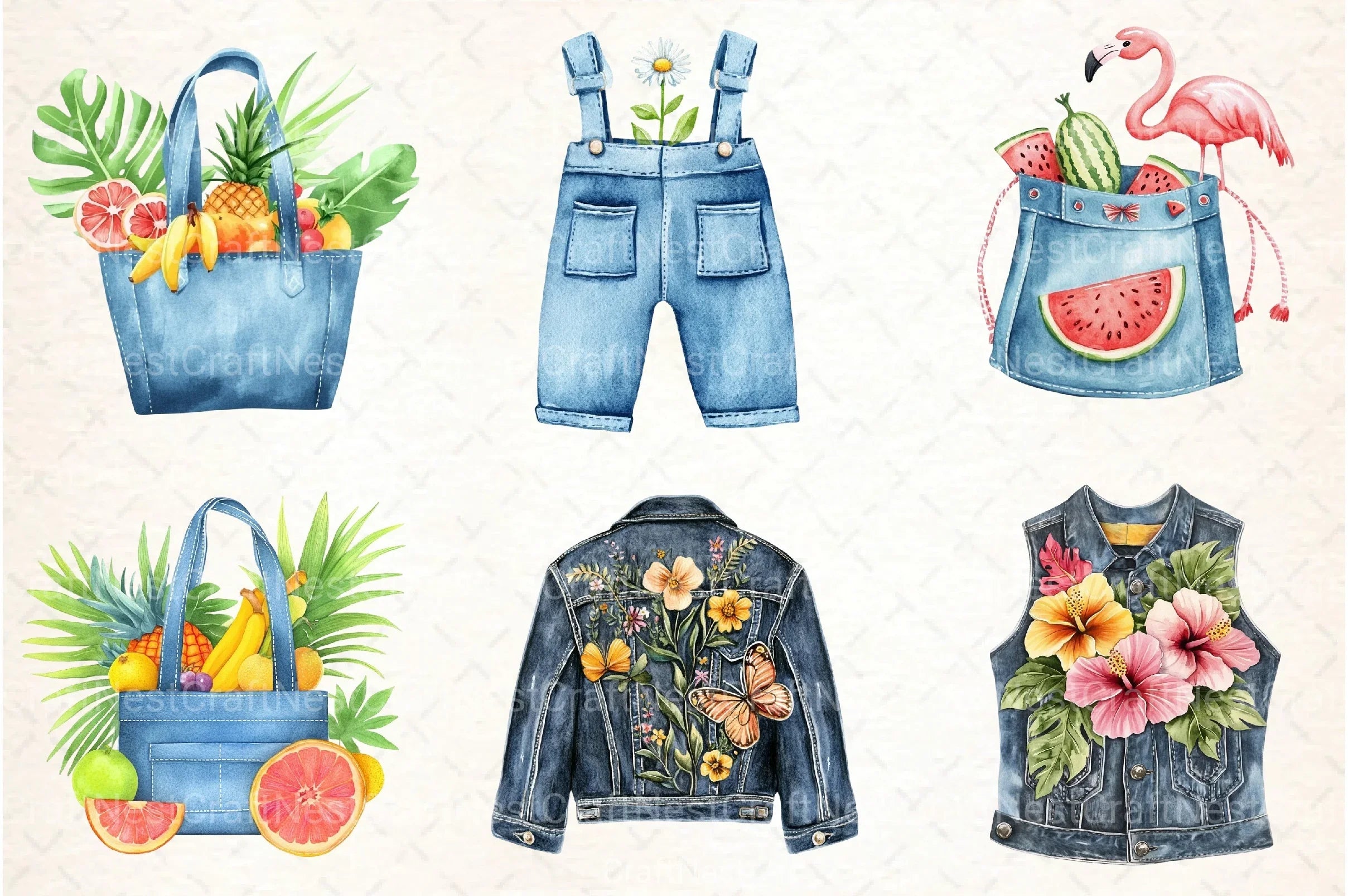 Summer Denim Clipart Bundle 18 - CraftNest - Digital Crafting and Art