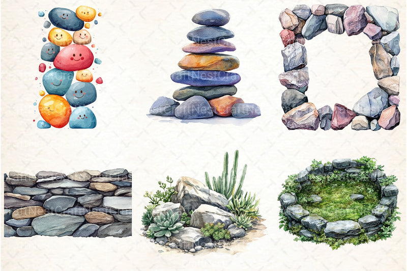 Rock Borders Clipart Bundle - CraftNest - Digital Crafting and Art