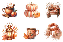 Peach Colored Autumn Clipart - CraftNest - Digital Crafting and Art