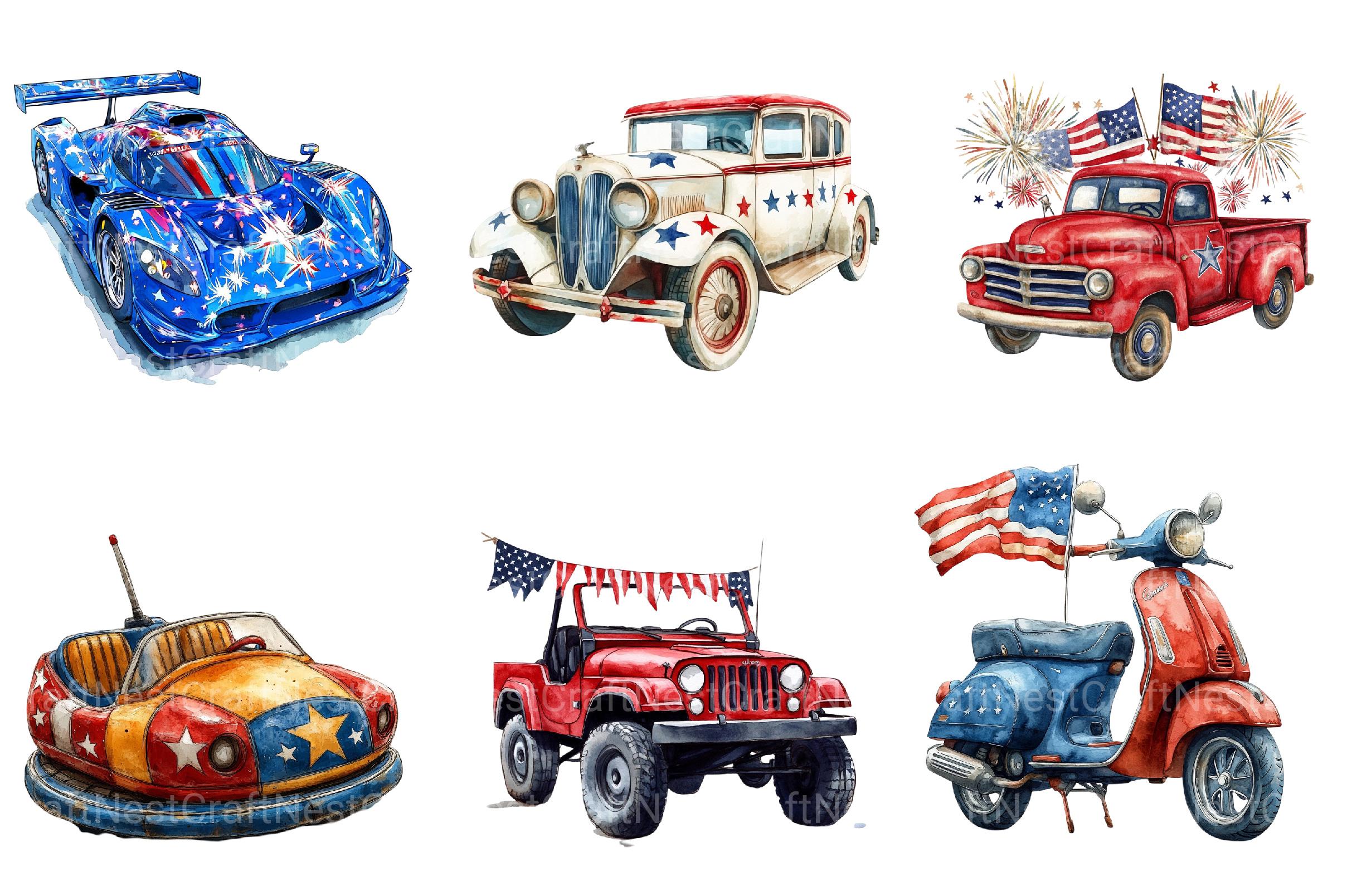 4th of July Car Clipart - CraftNest - Digital Crafting and Art