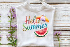 Watercolor Hello Summer Clipart Bundle - CraftNest - Digital Crafting and Art