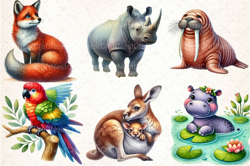Cute Animals Clipart Bundle 8 - CraftNest - Digital Crafting and Art