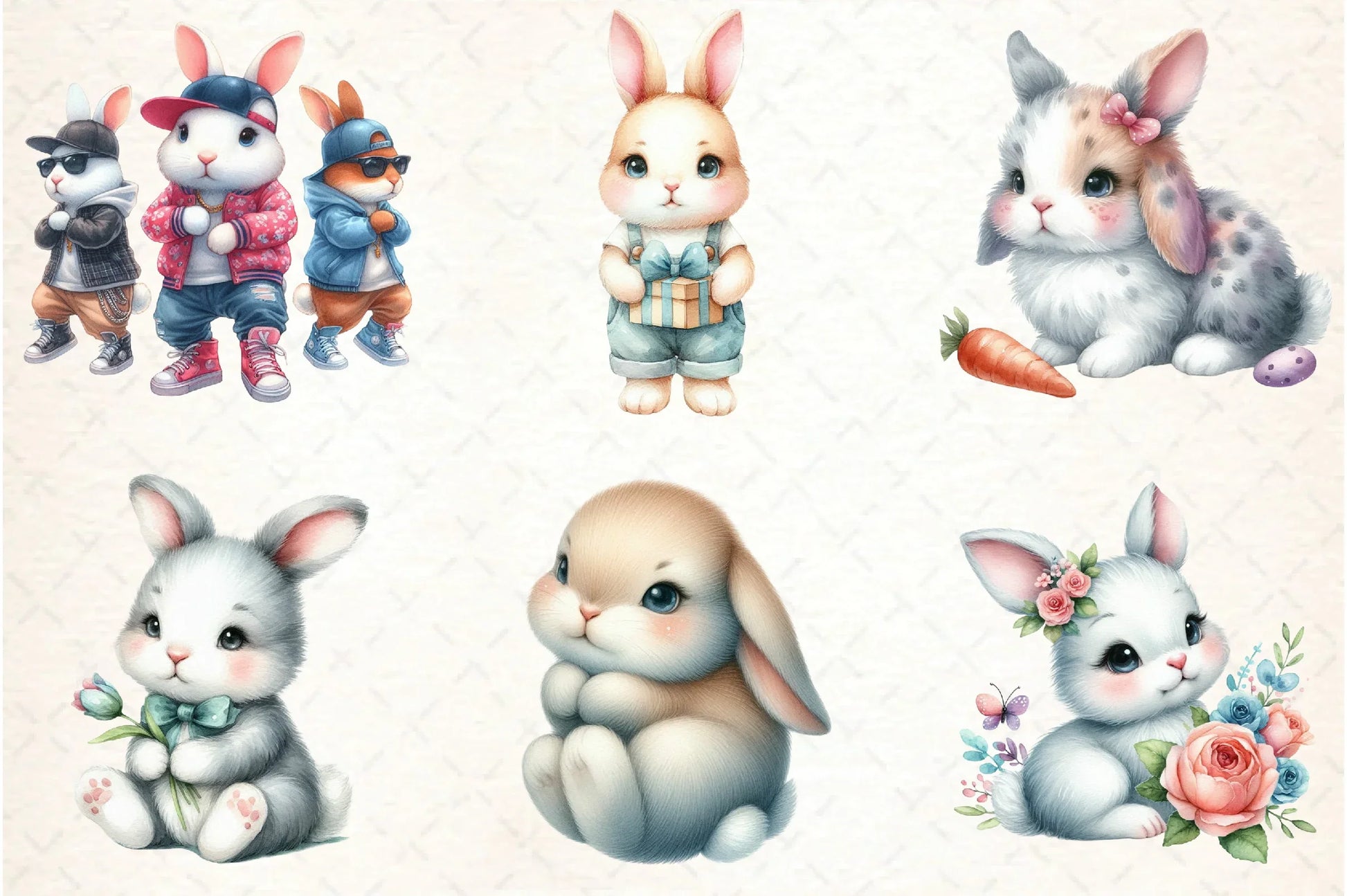 Cute Bunny Clipart Bundle Set - CraftNest - Digital Crafting and Art