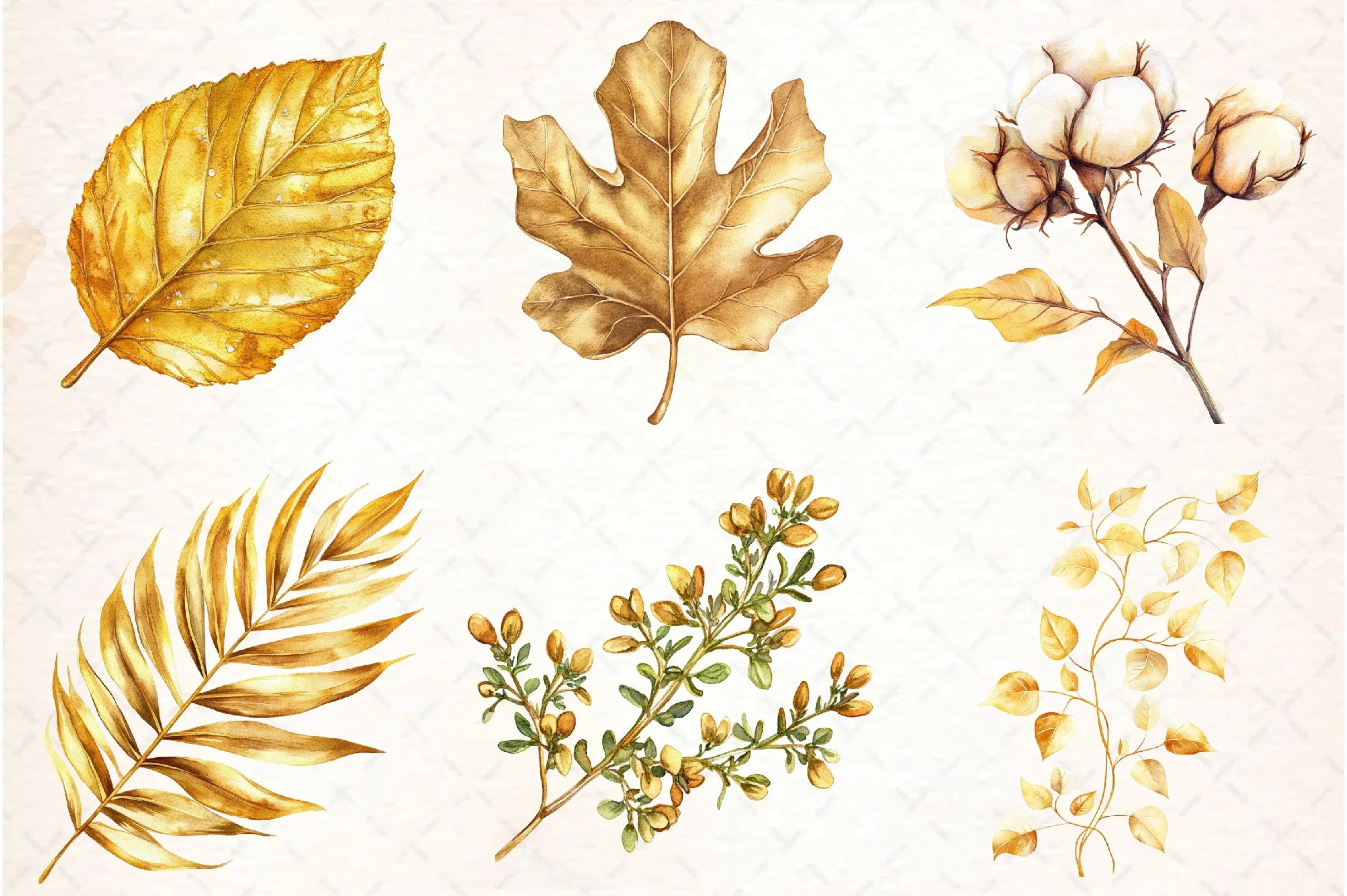 Golden Ornament Leaves Clipart Bundle - CraftNest - Digital Crafting and Art