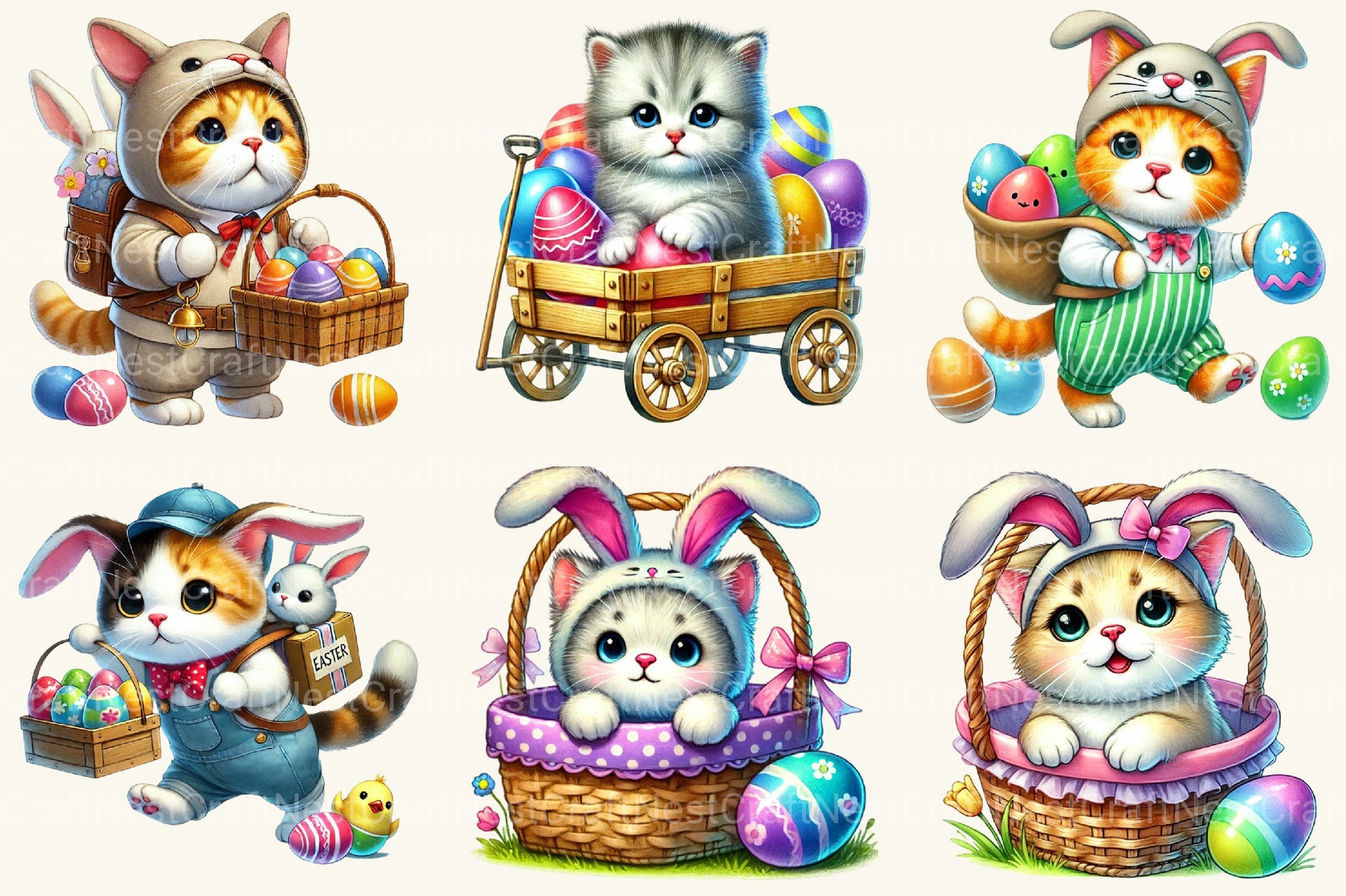 Funny Easter Cats Clipart Bundle - CraftNest - Digital Crafting and Art