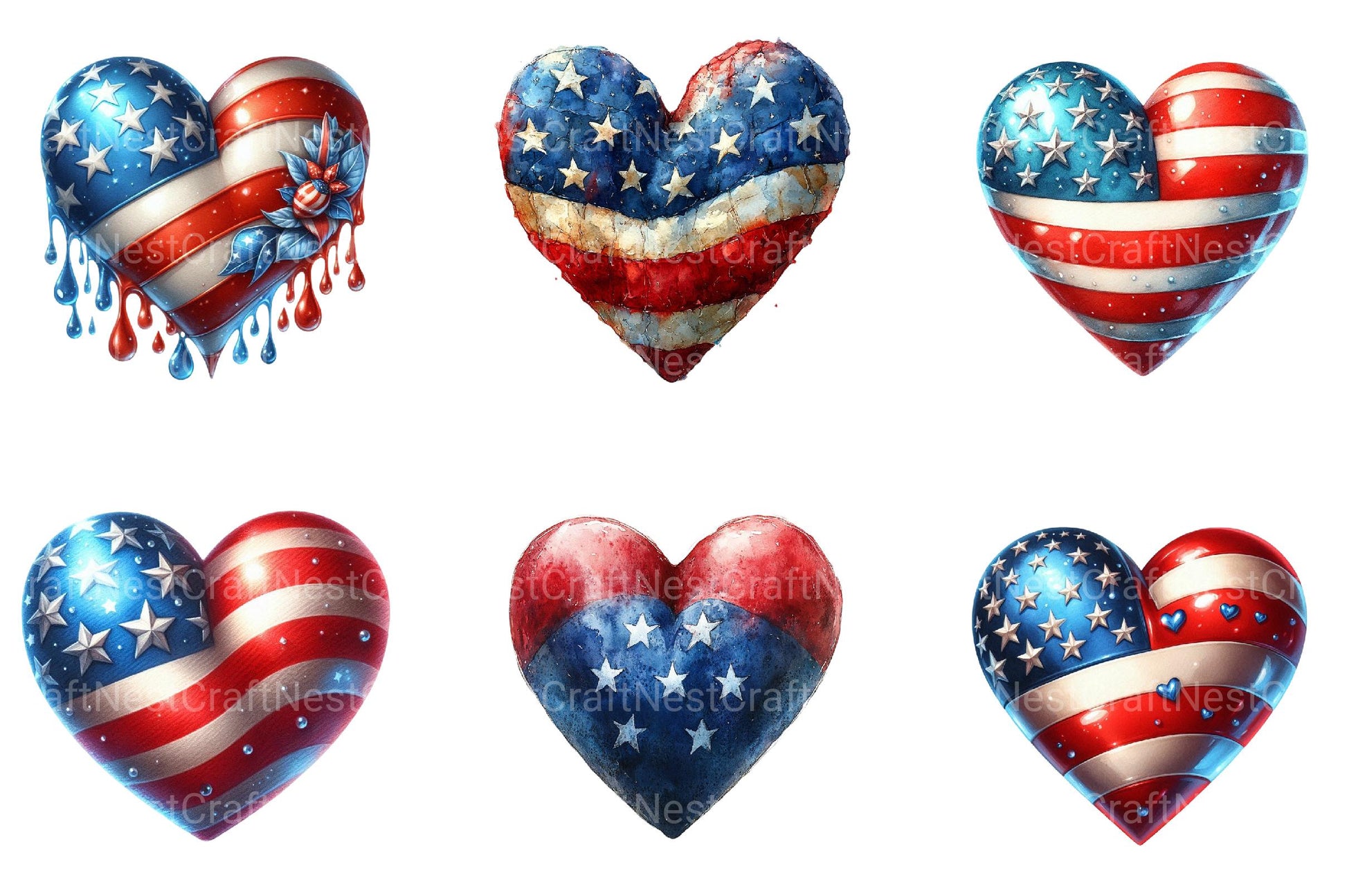 4th of July Heart Sublimation Clipart - CraftNest - Digital Crafting and Art