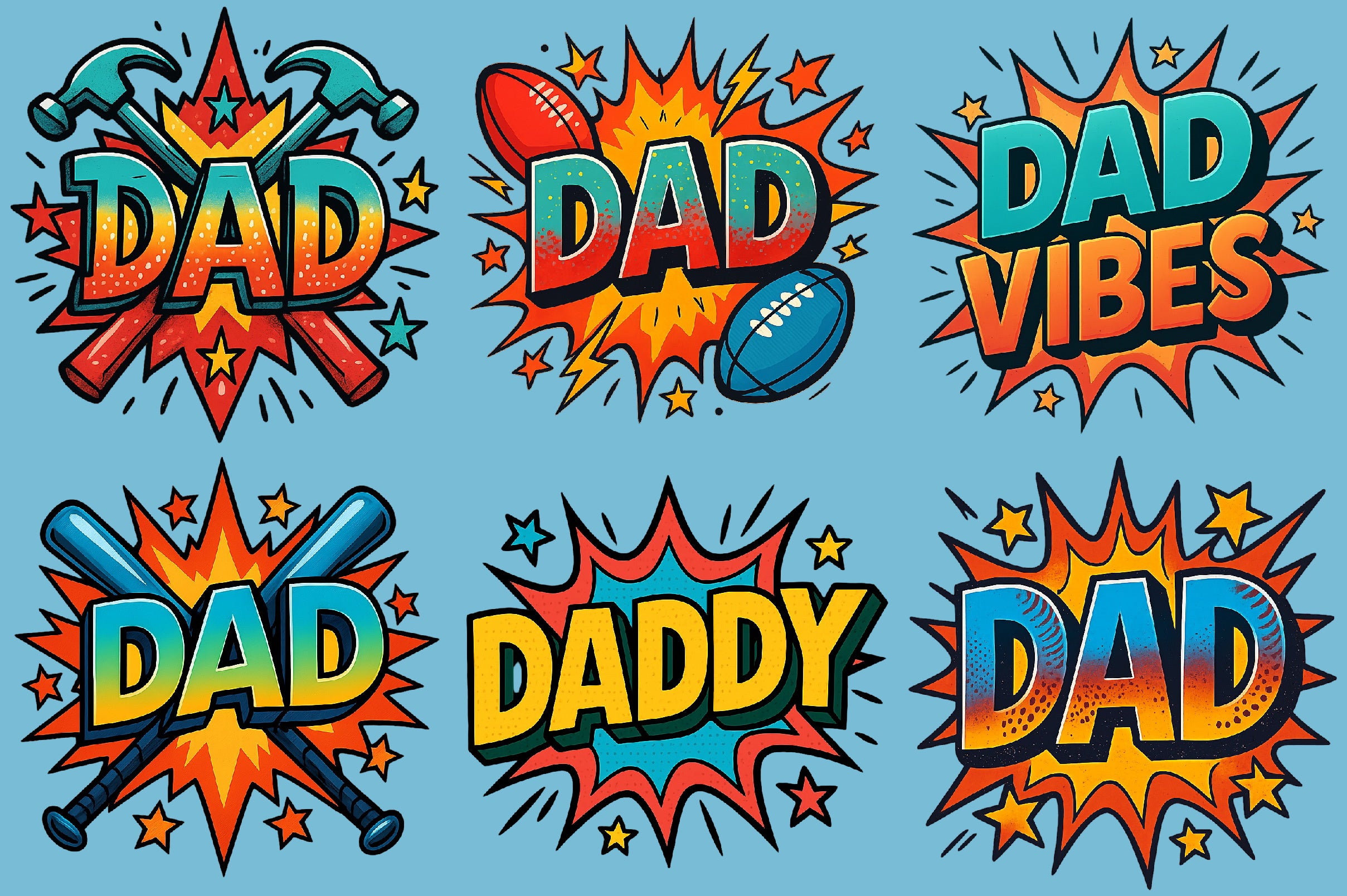 Dad Comic Style Clipart Bundle