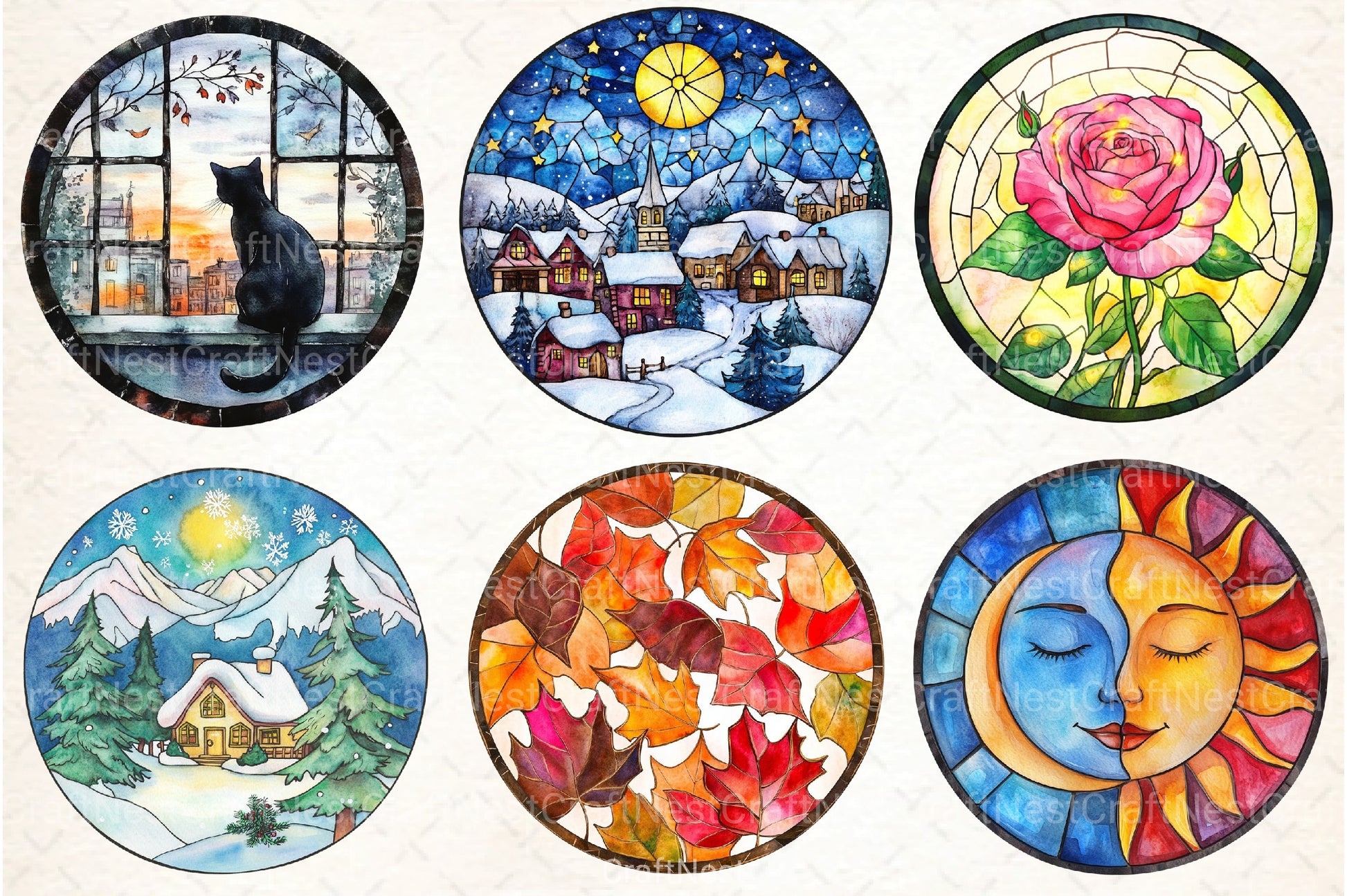 Stained Glass Clipart Bundle 222 - CraftNest - Digital Crafting and Art