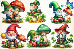 St. Patrick's Day Gnomes on Mushroom Clipart Bundle - CraftNest - Digital Crafting and Art