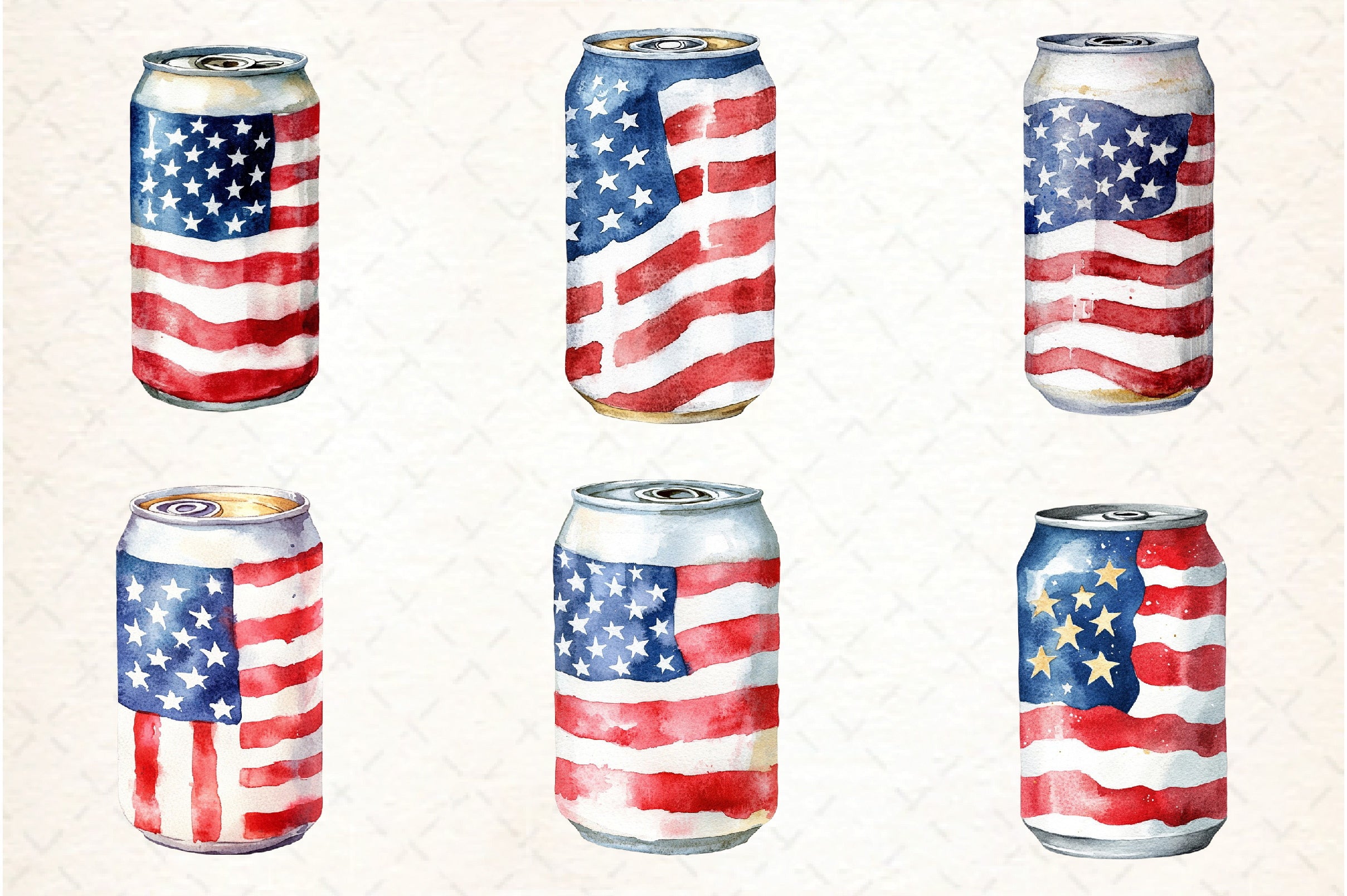 4th of July Beer Can Clipart Bundle