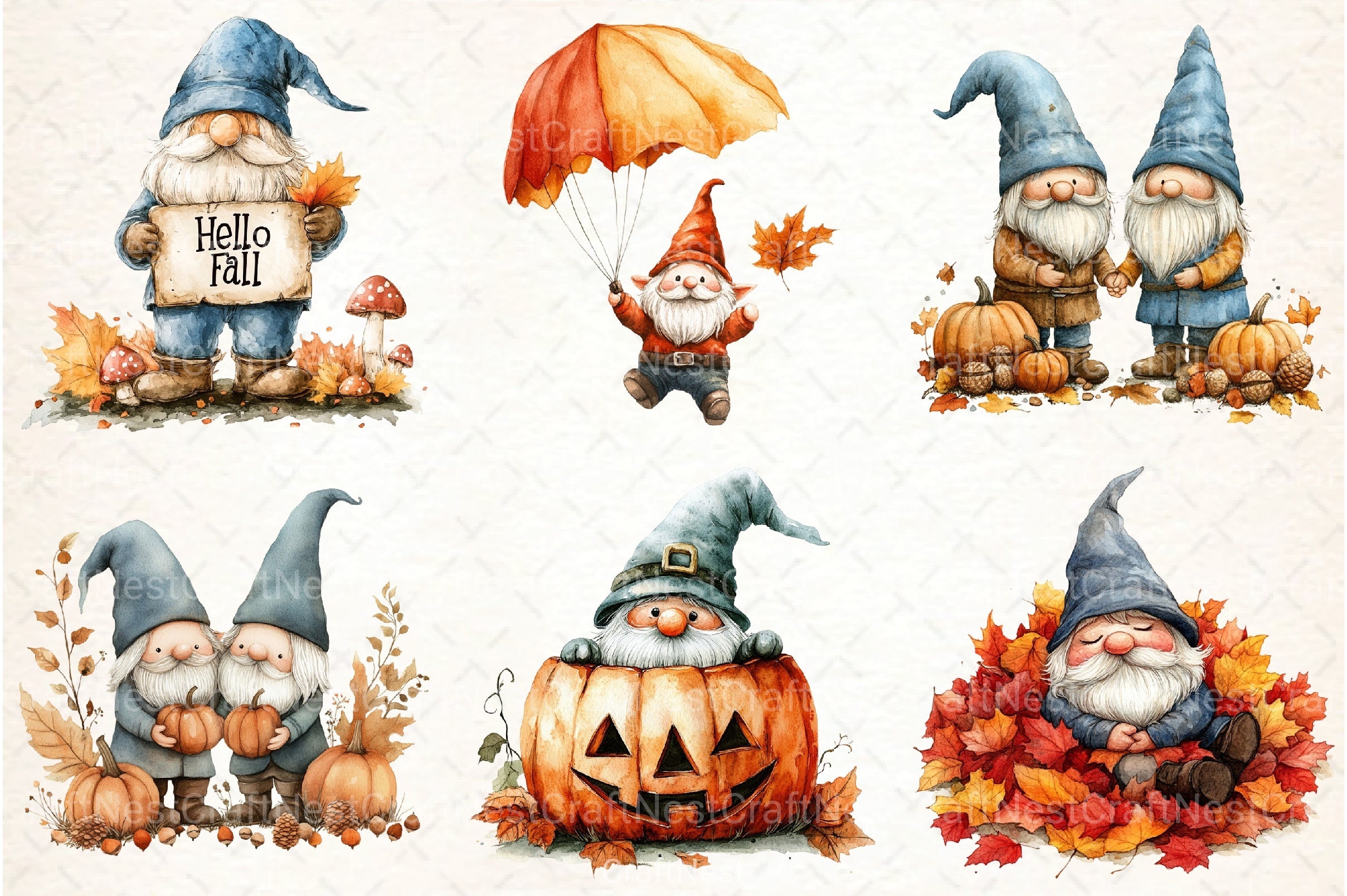 Autumn Gnomes Clipart Bundle 1 - CraftNest - Digital Crafting and Art