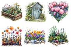 Garden Flower Bed Clipart Bundle - CraftNest - Digital Crafting and Art