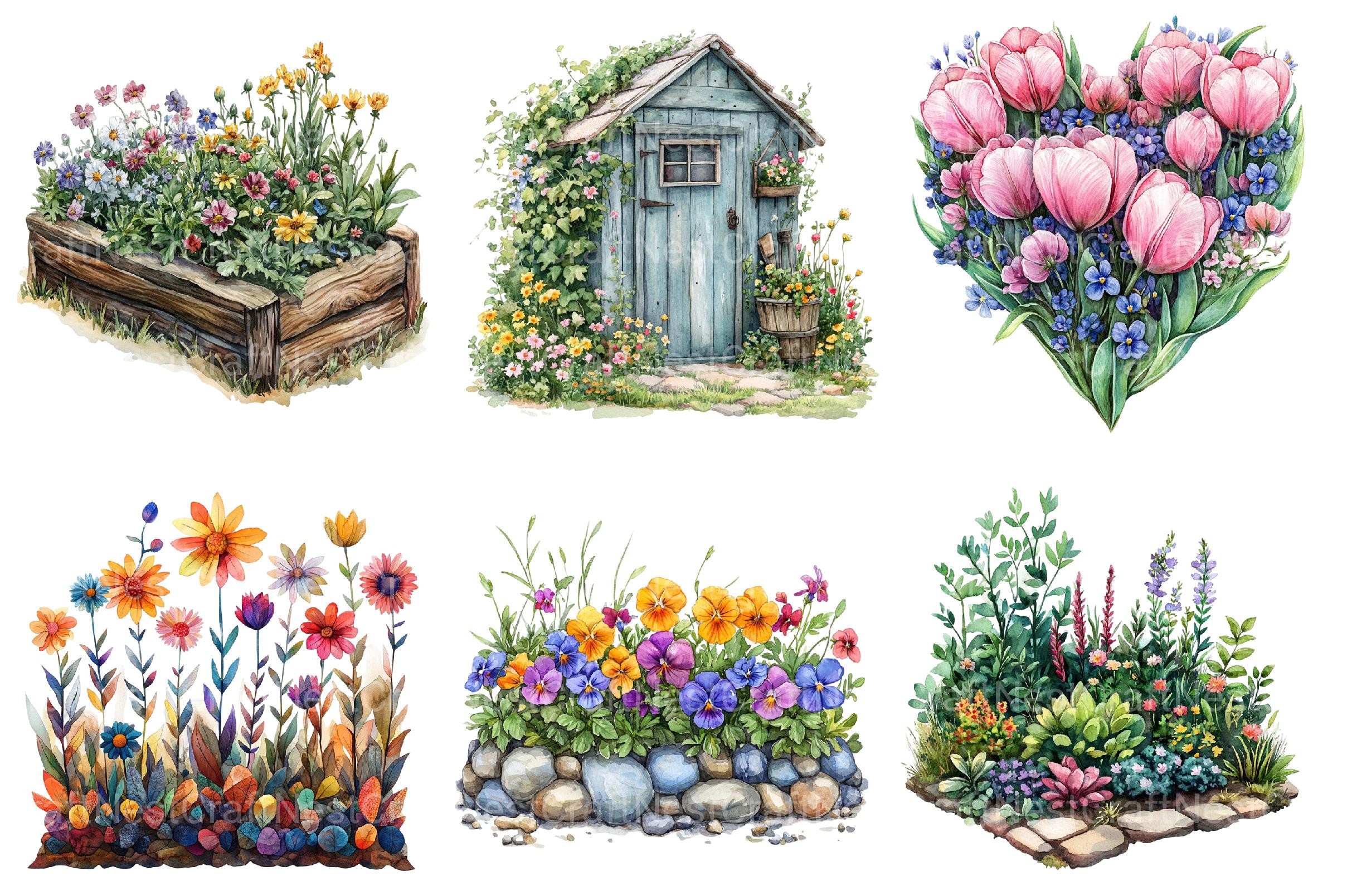 Garden Flower Bed Clipart Bundle - CraftNest - Digital Crafting and Art