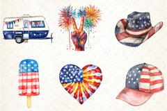 Retro 4th of July Clipart Bundle 13 - CraftNest - Digital Crafting and Art