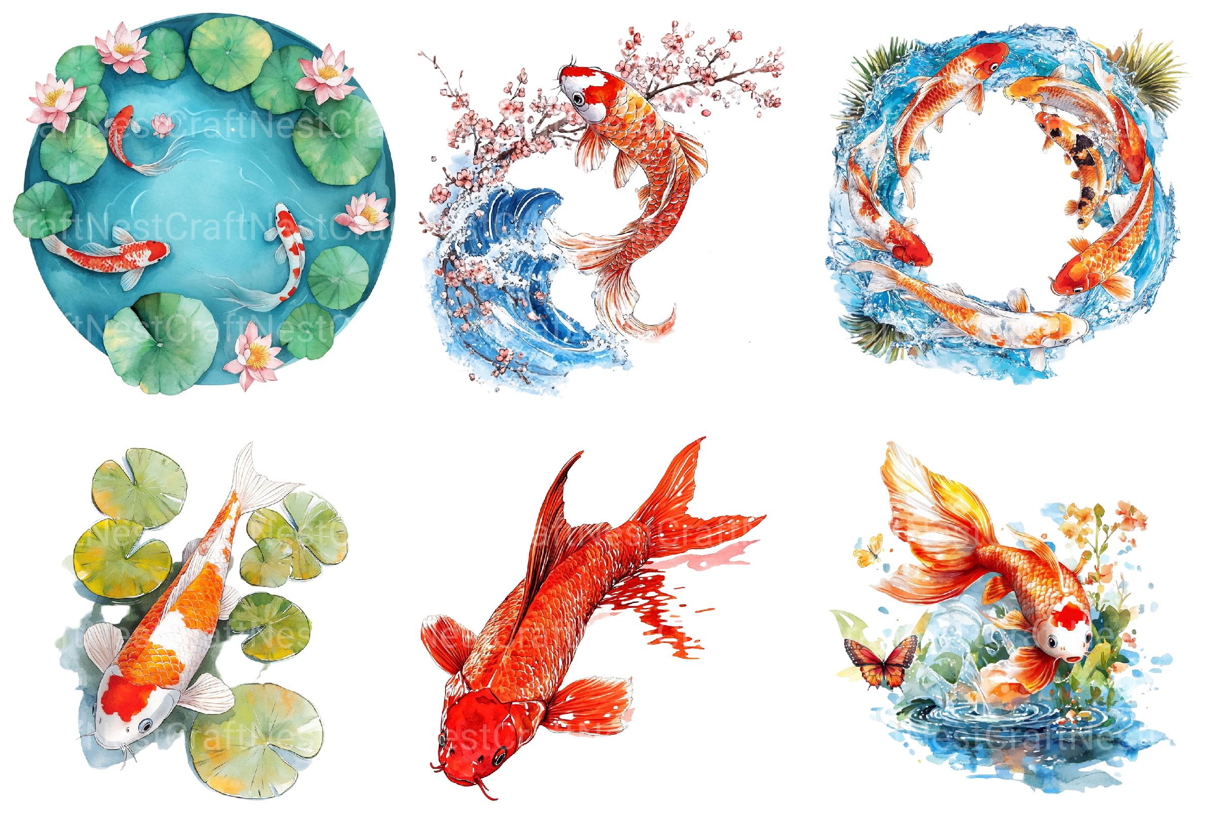 Japanese Koi Fish Clipart - CraftNest - Digital Crafting and Art
