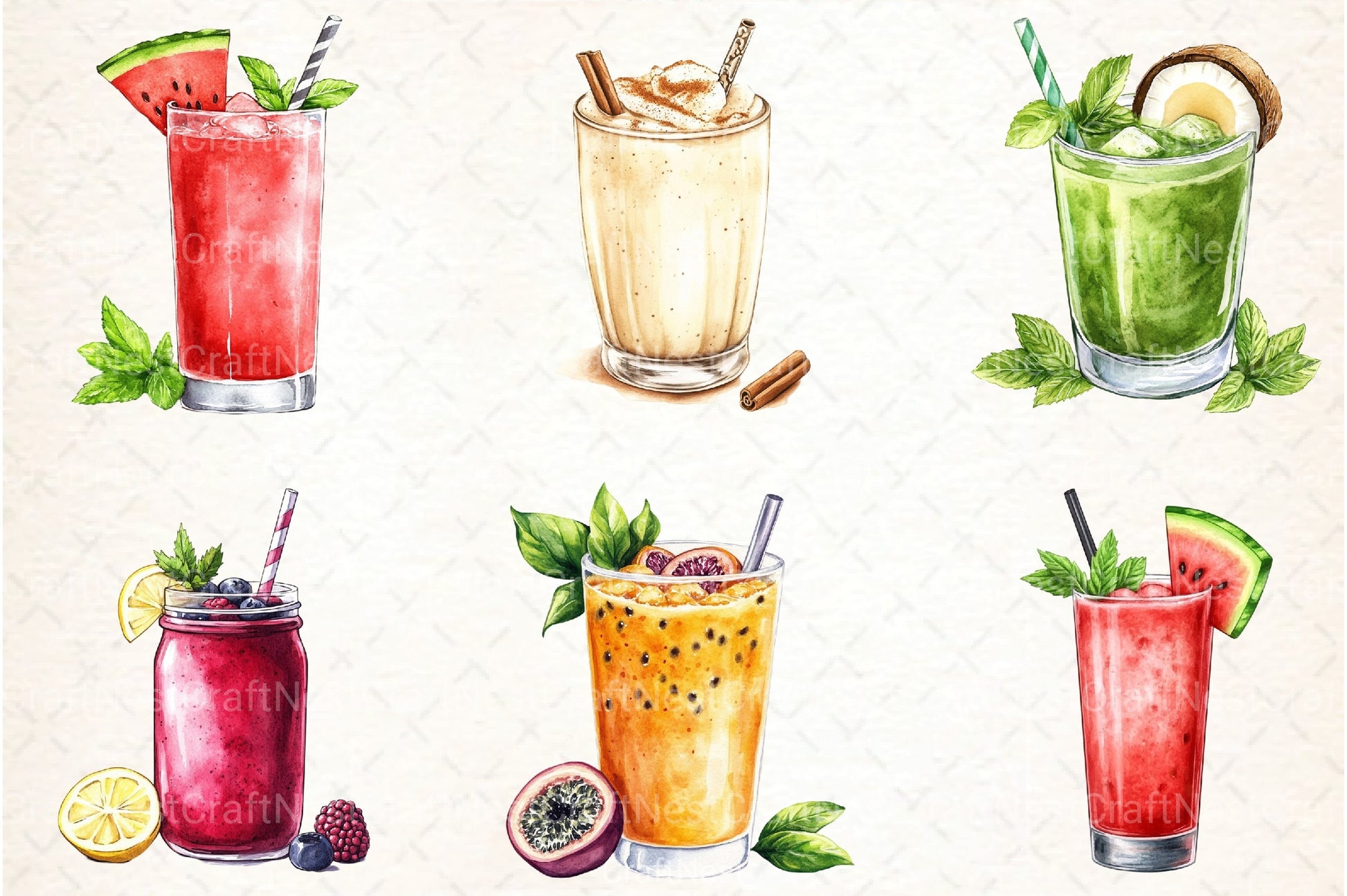 Summer Tropical Smoothie Cup Clipart Bundle 99 - CraftNest - Digital Crafting and Art