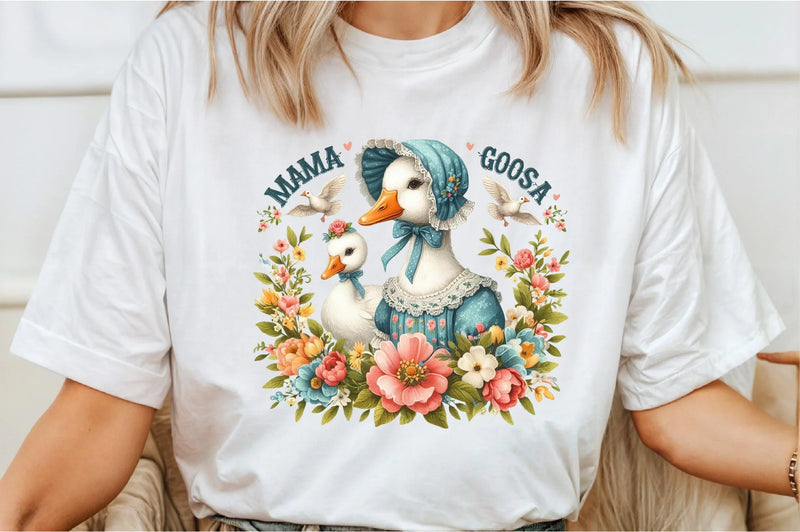 Cute Mother's Day Mama Goose Flowers Clipart Bundle - CraftNest - Digital Crafting and Art