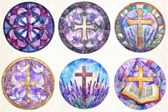 Lavender Blessing & Cross Stained Glass Clipart Bundle - CraftNest - Digital Crafting and Art