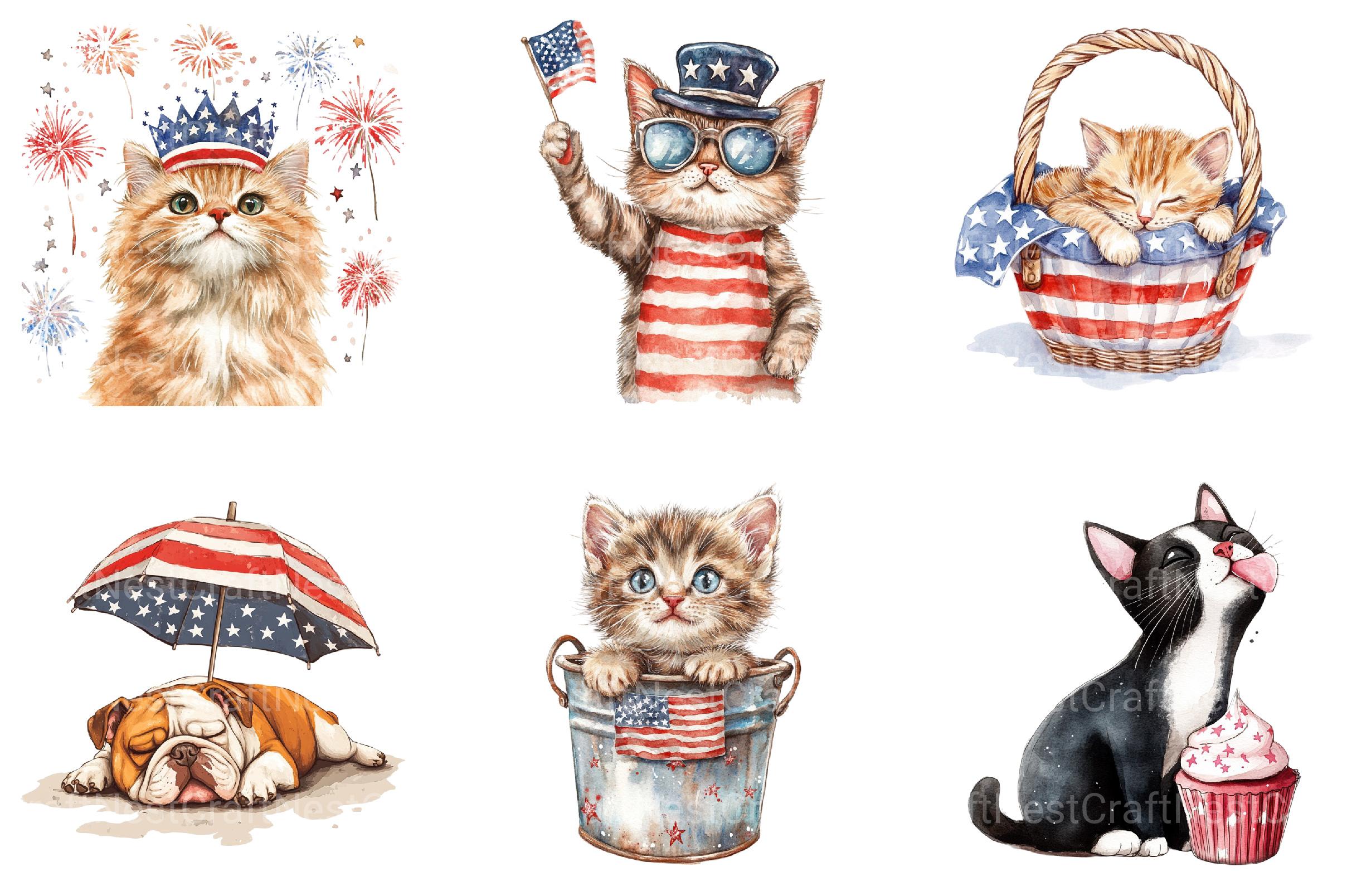 4th of July Cat Clipart - CraftNest - Digital Crafting and Art