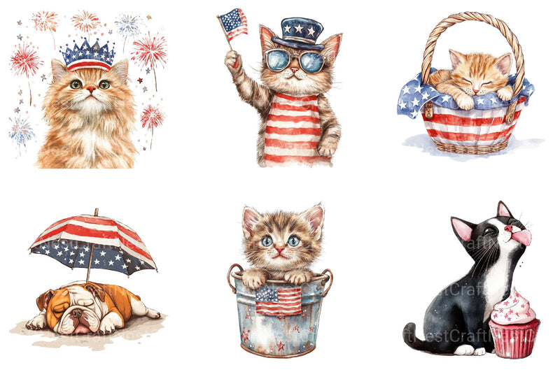 4th of July Cat Clipart - CraftNest - Digital Crafting and Art