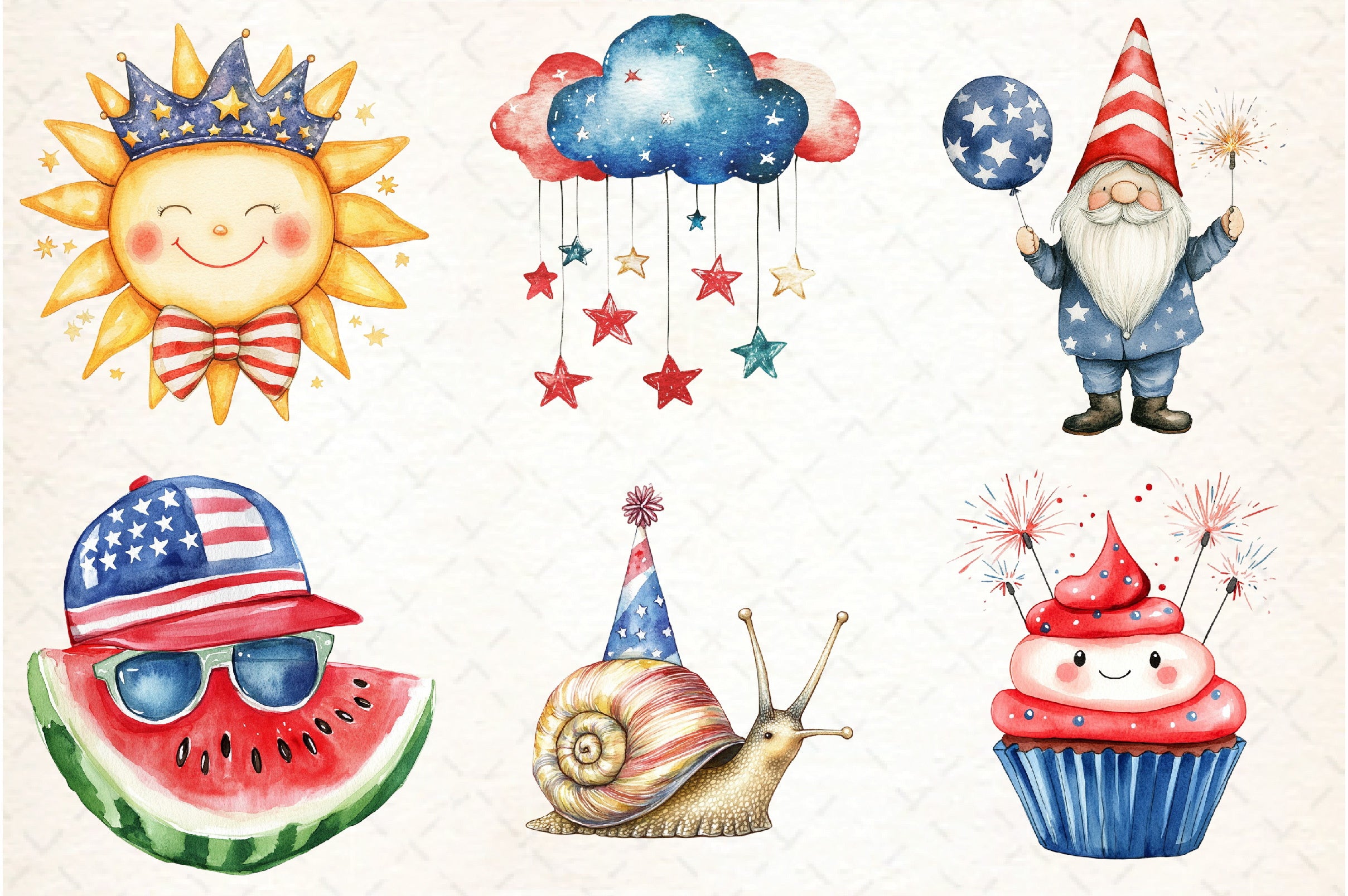 Whimsical 4th of July Clipart Bundle