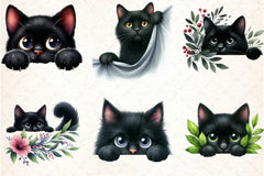 Peeking Black Cat Clipart Bundle - CraftNest - Digital Crafting and Art