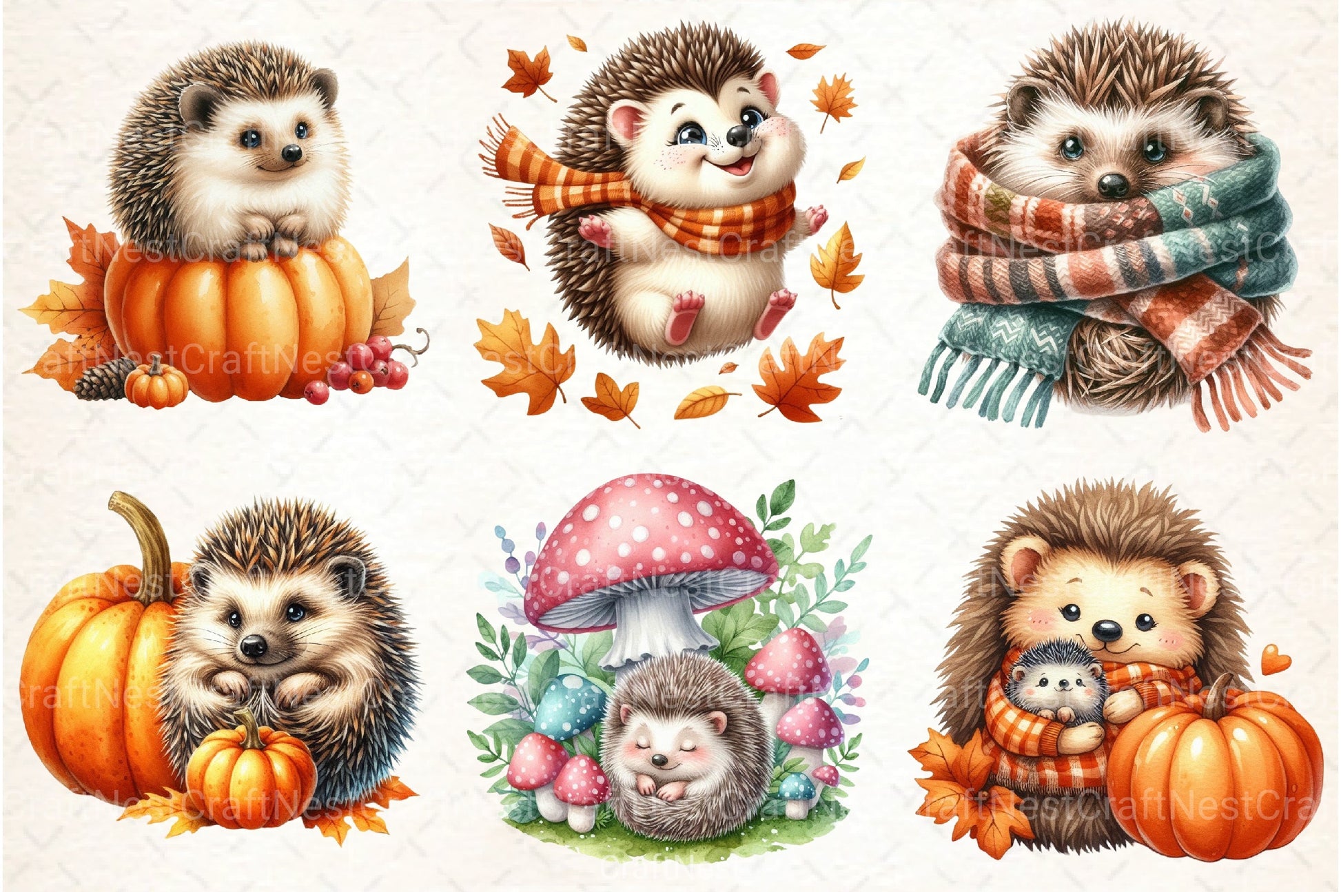 Autumn Hedgehog Clipart Bundle - CraftNest - Digital Crafting and Art
