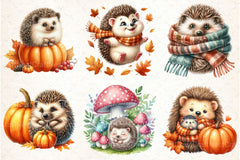 Autumn Hedgehog Clipart Bundle - CraftNest - Digital Crafting and Art