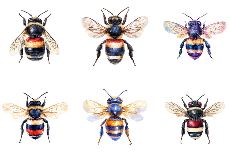 4th Of July Patriotic Bee Clipart Bundle - CraftNest - Digital Crafting and Art