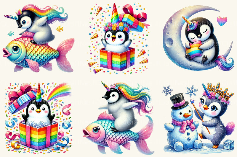 Unicorn Penguin Clipart Bundle 2 - CraftNest - Digital Crafting and Art
