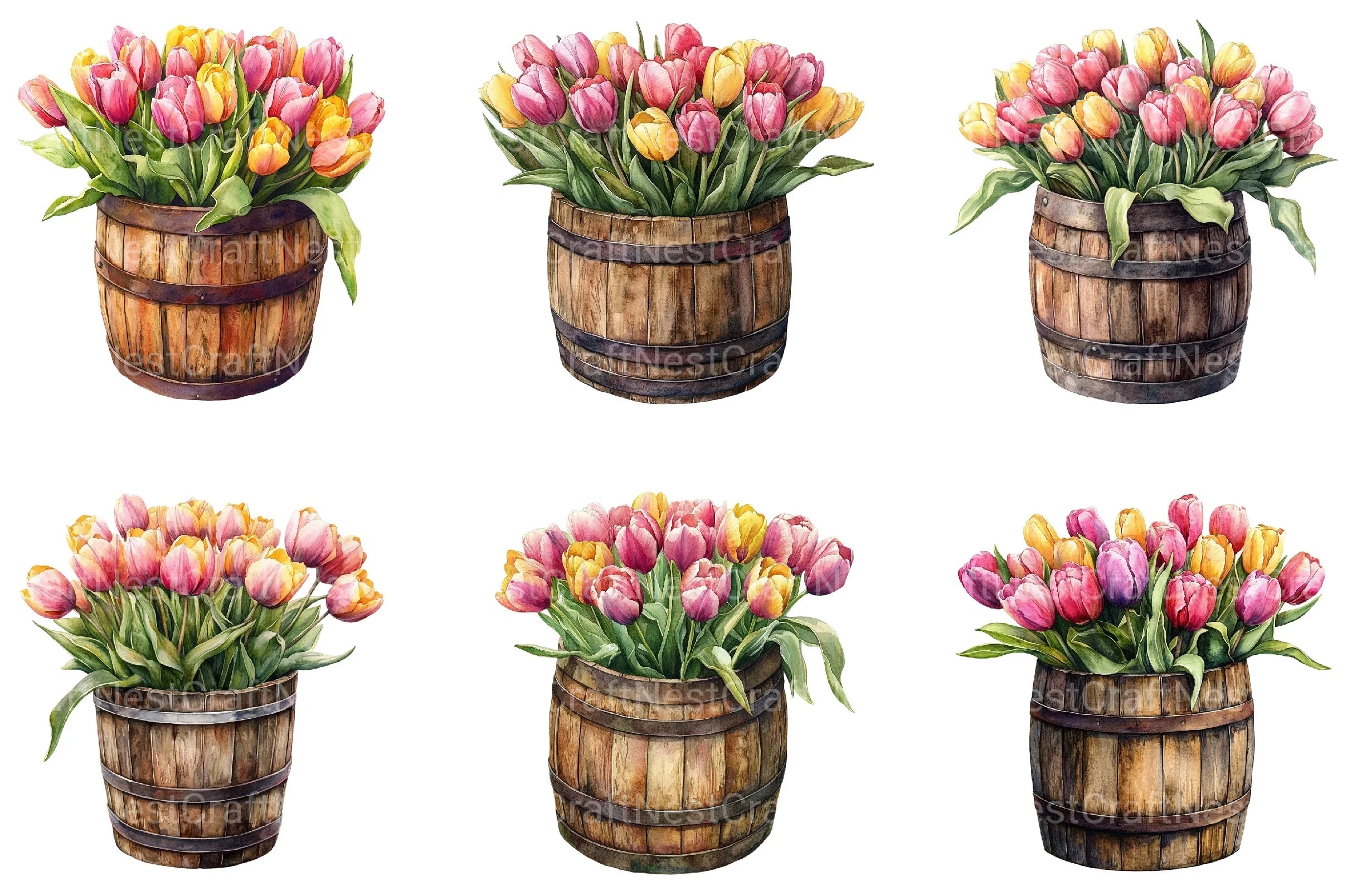 Spring Floral Barrel Clipart Bundle - CraftNest - Digital Crafting and Art