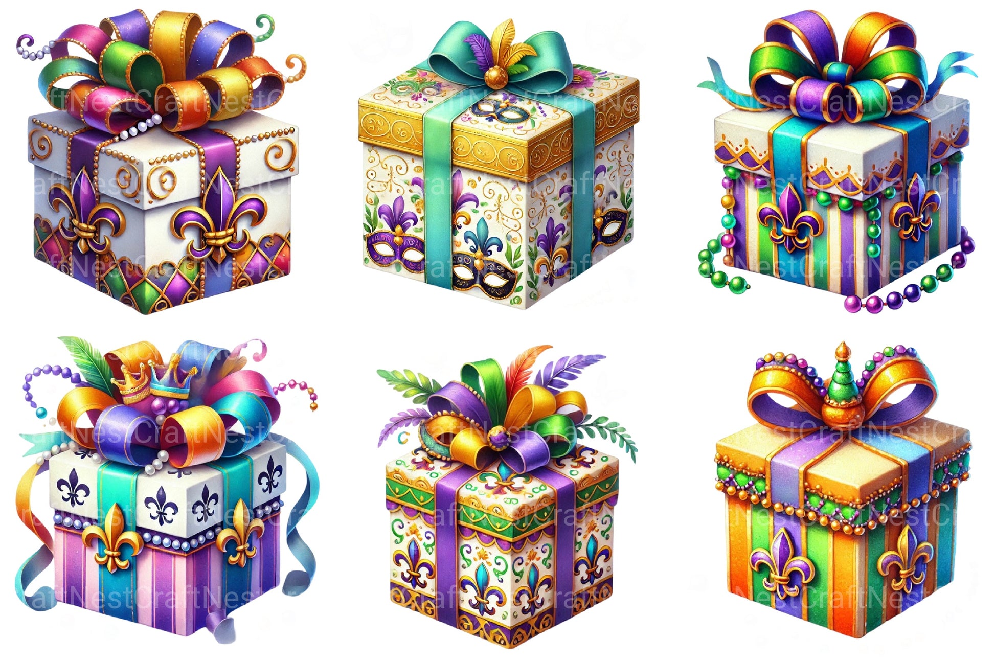 Mardi Gras Gift Box Clipart Bundle - CraftNest - Digital Crafting and Art