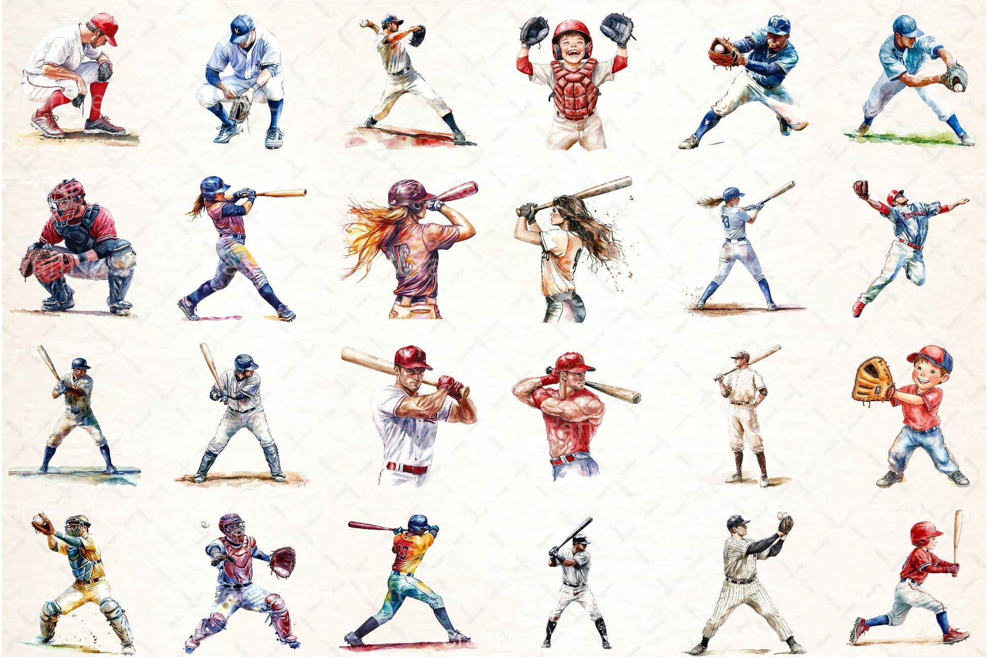 Baseball Players Clipart Bundle - CraftNest - Digital Crafting and Art