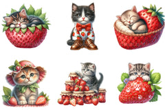 Strawberry Cat Clipart - CraftNest - Digital Crafting and Art