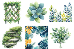 Green Summer Foliage Clipart - CraftNest - Digital Crafting and Art