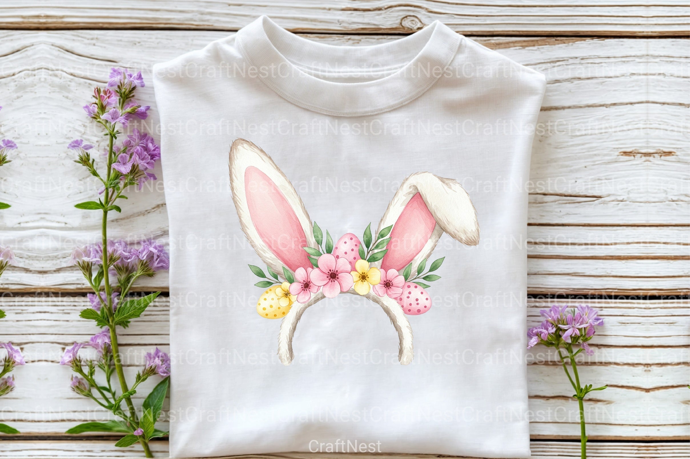 Bunny Ears with Flowers Clipart Bundle - CraftNest - Digital Crafting and Art