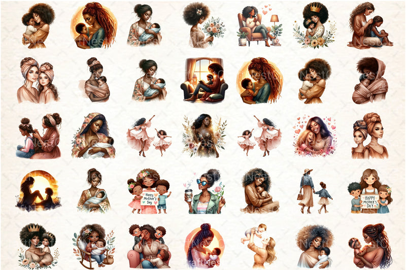 Mother's Day Black Mom Clipart Bundle - CraftNest - Digital Crafting and Art