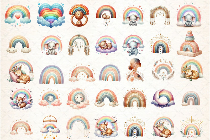 Baby Rainbow Boho Art Clipart Bundle - CraftNest - Digital Crafting and Art