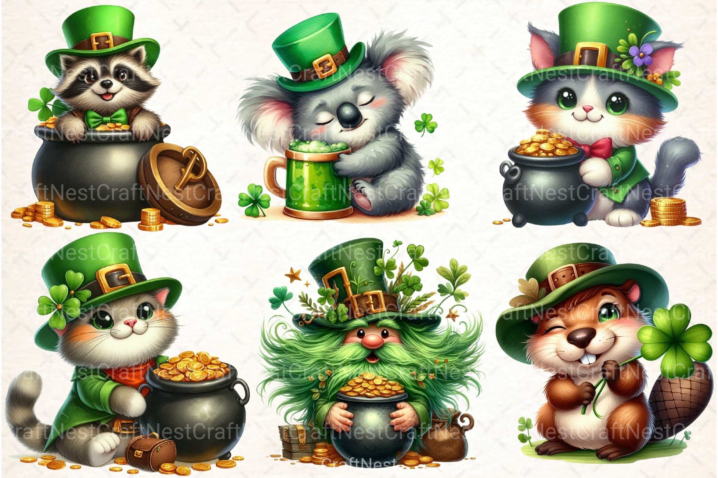 St. Patrick's Day Animal Clipart Bundle - CraftNest - Digital Crafting and Art