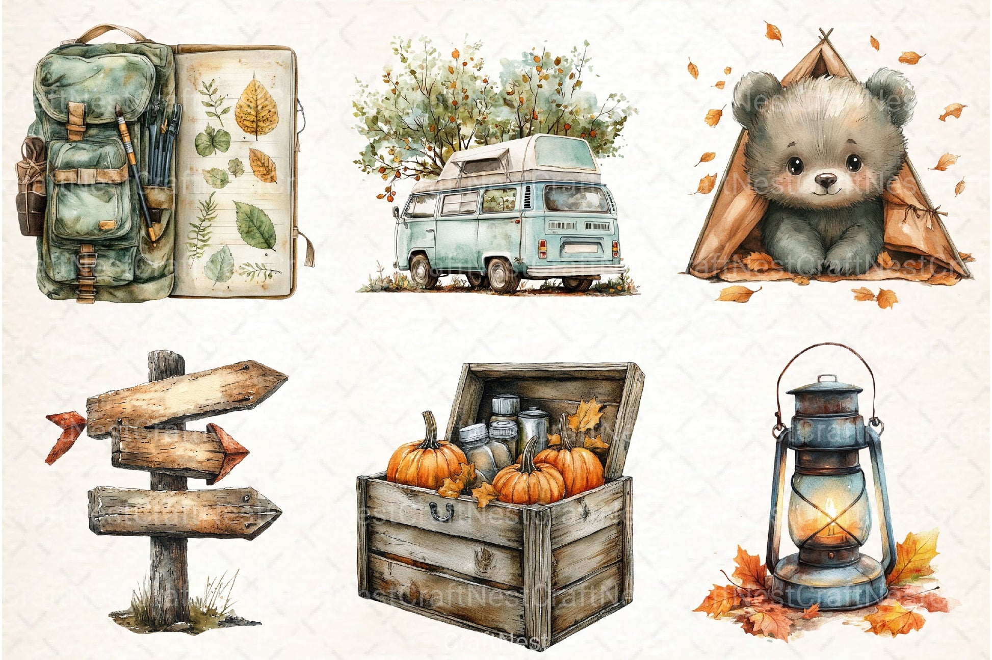 Autumn Camping Clipart Bundle - CraftNest - Digital Crafting and Art
