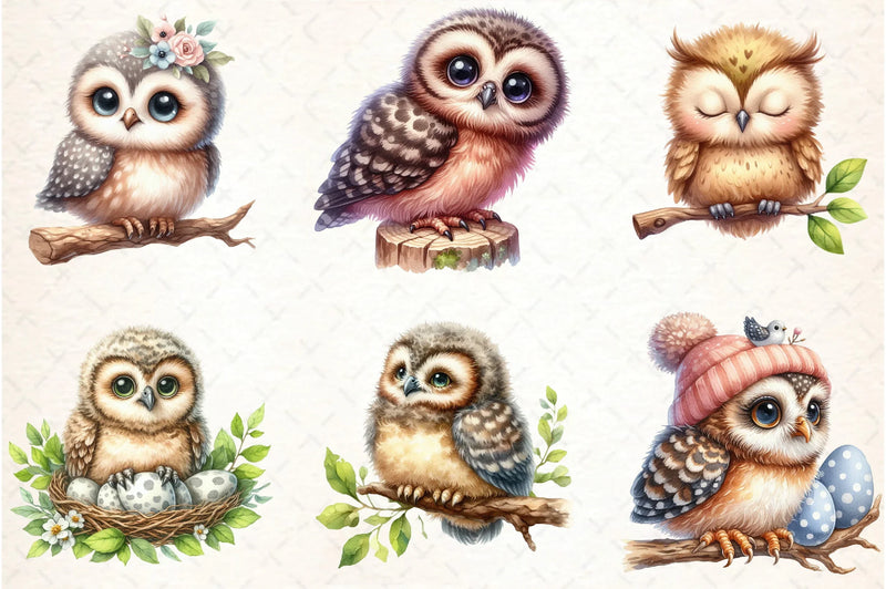 Baby Owl Clipart Bundle - CraftNest - Digital Crafting and Art