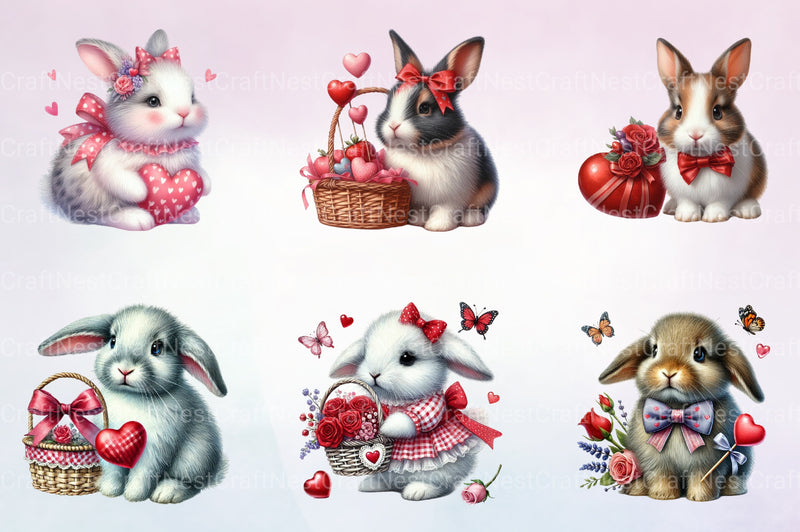 Valentine Rabbit Clipart Bundle - CraftNest - Digital Crafting and Art