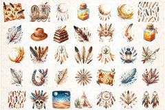 Boho Feathers Desert Clipart Bundle - CraftNest - Digital Crafting and Art