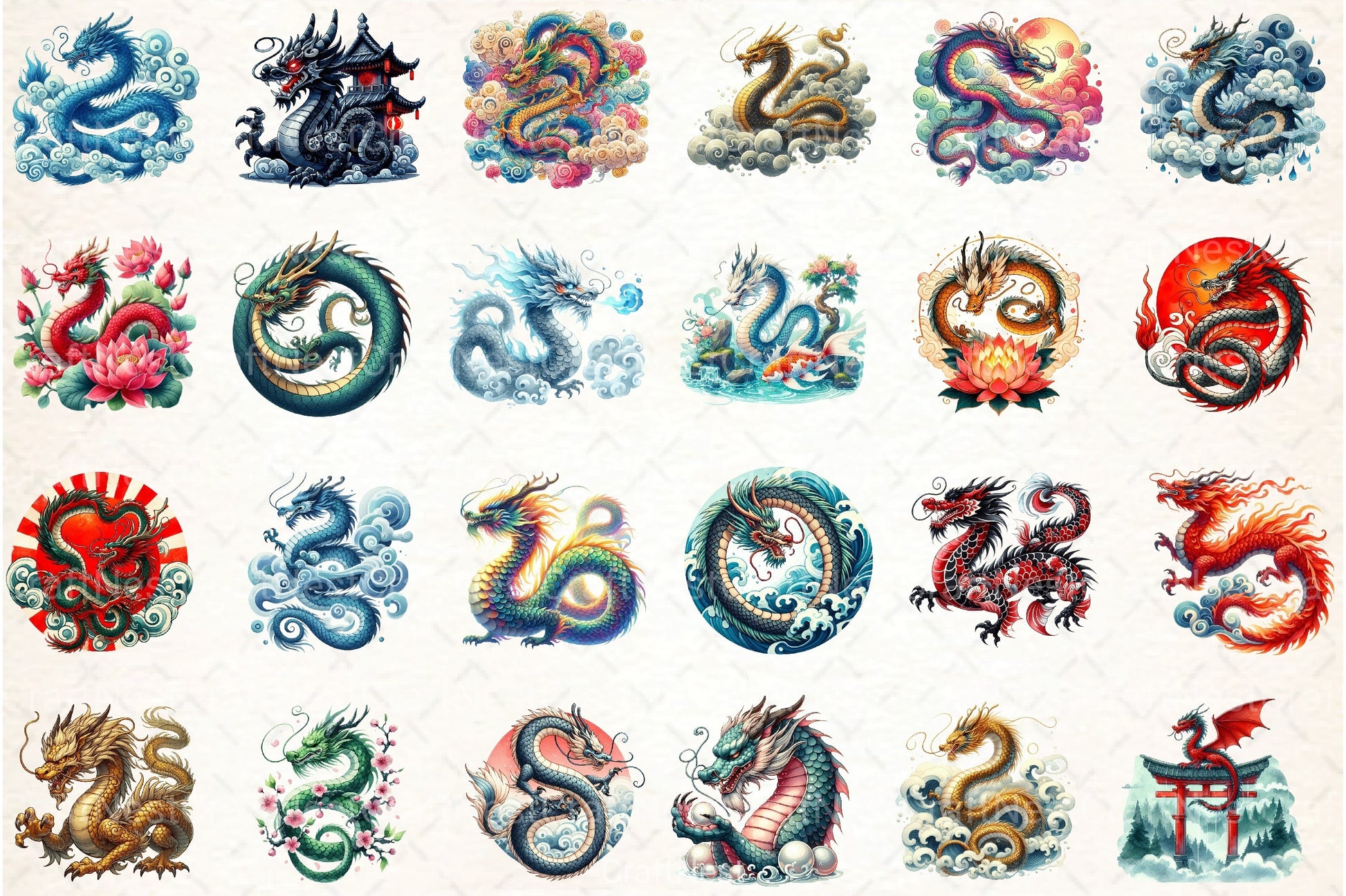 Japanese Dragon Clipart Bundle - CraftNest - Digital Crafting and Art