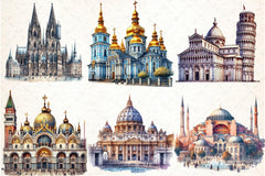 Famous Churches Clipart Bundle - CraftNest - Digital Crafting and Art